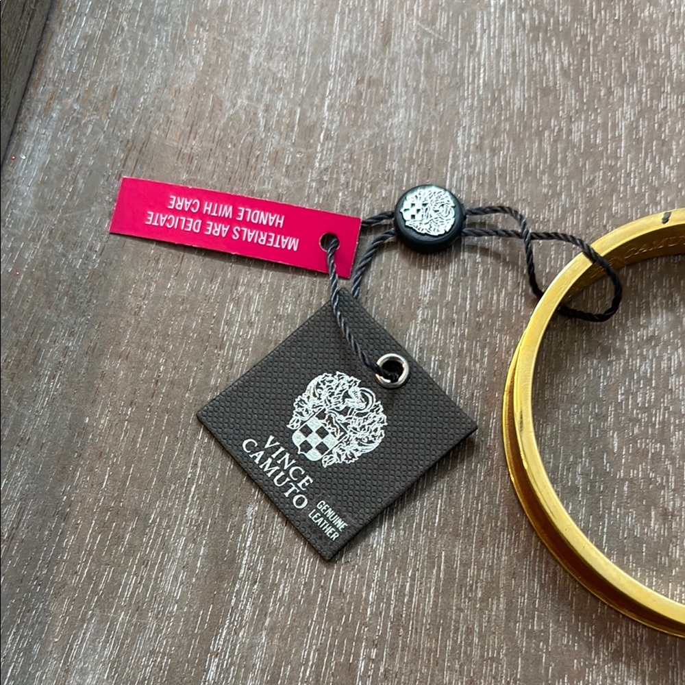 Vince Camuto Gold and Brown Leather Jewelry Bracelet - Picture 2 of 2